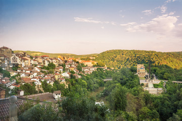 Fototapeta na wymiar Panorama of the Yantra river in Veliko Tarnovo (Bulgaria)
