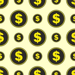 seamless pattern Dollar Sign icon in circle,vector.