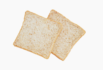 whole wheat bread on white background