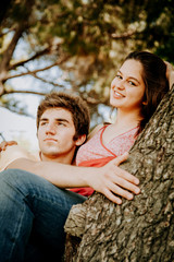 Attractive young couple in the park