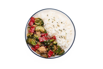 rice vegetable stire fried on white background