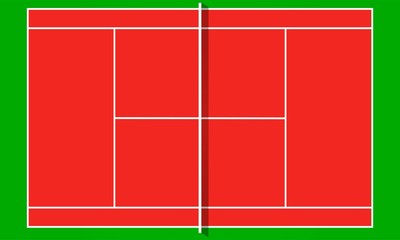 Tennis court in flat design top view. Vector illustration