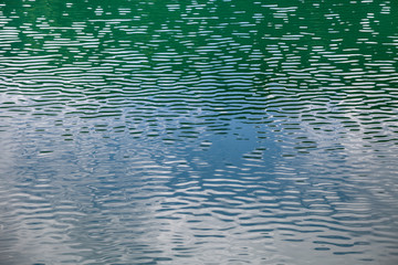 Close up detail of water surface with ripples on it.