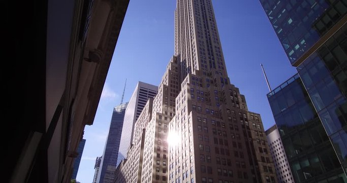 Tilt shot of Art Deco skyscraper in Midtown Manhattan.