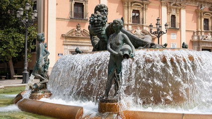 Turia Fountain - Plaza de la Virgen. Valencia city, Spain