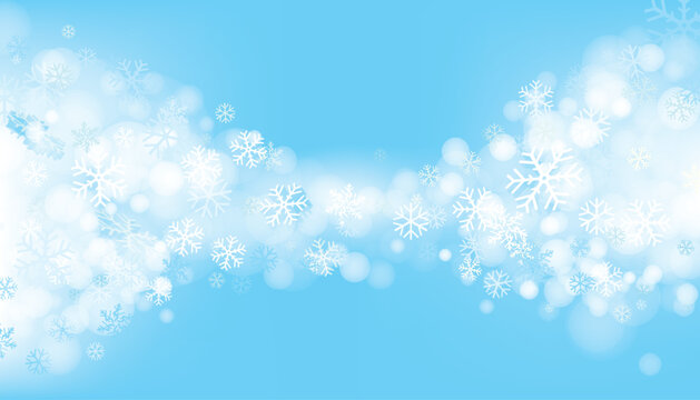 Vector of Christmas snowflakes on blue background for winter season.