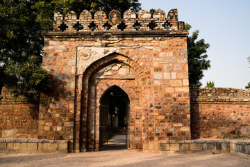 Entrance to the Tomb of Sikandar Lodi, the ruler of the Lodi Dynasty in Lodhi Gardens in New Delhi, India