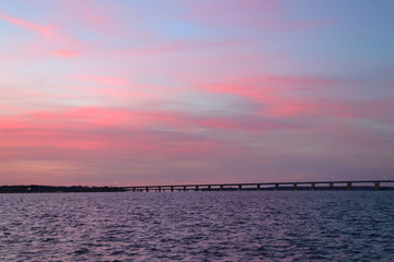 Fototapeta premium Sunset views from a pier on the Choptank River