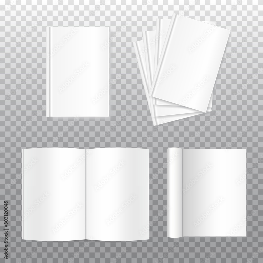 Aufkleber vector mock up of white blank books. cover isolated on transparent background. realistic closed and 