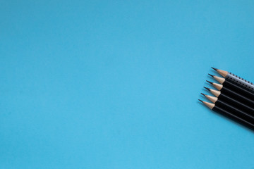 Back to school concept. School and office supplies on office table. Flat lay with copy space.