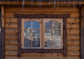 Frozen window with iciles