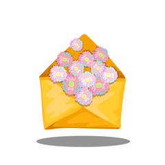 Envelope delivery flowers inside, spring gift to the woman, mailing mail icon