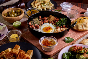 Arabic cuisine, Egyptian Breakfast - Beans; Middle Eastern traditional breakfast. It's also Ramadan 'Suhur' or 'Suhoor'. It's an Islamic term referring to the meal consumed early in the morning by Mus