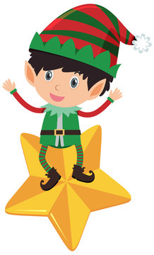 Single character of elf on white background