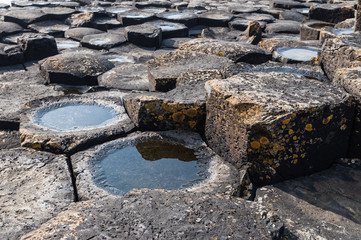 Hexagonal stone formation of Giants Causeawy in Northern Ireland