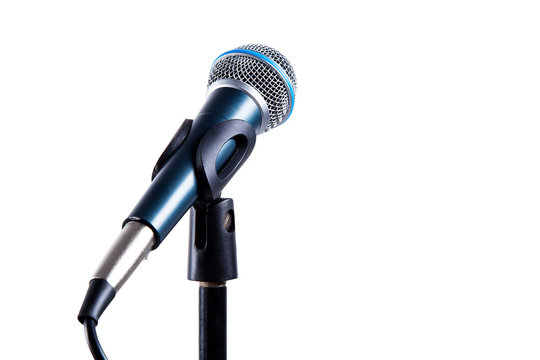 Microphone On Stand Isolated On White