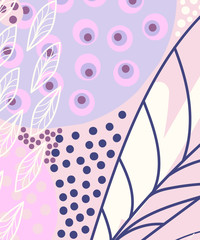 Artistic header with flowers and leaves. Graphic design. Hand drawn texture.