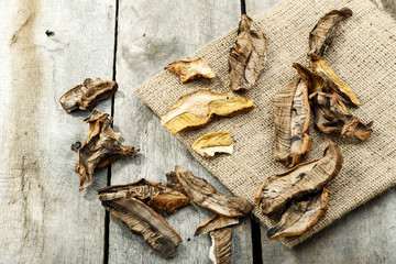 dried mushrooms on the table