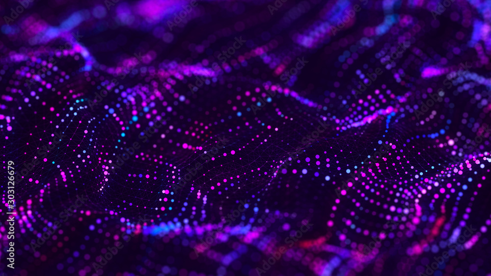 Fototapete Abstract technology background. Artificial intelligence. Science background. Big data visualization. 3D rendering.