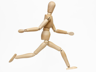 Wooden dummy man on white background