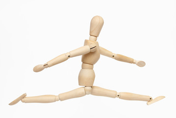Wooden dummy man on white background