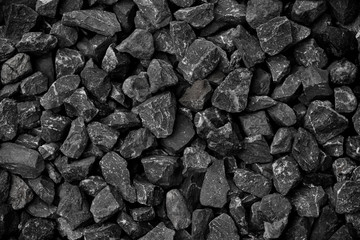 Natural black coals for background design. Industrial coals. Volcanic rock energy on earth.