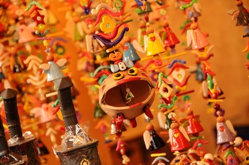 Fototapeta premium Handmade Christmas Ornaments in a Market. Italy.