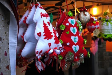 Handmade Christmas Ornaments in a Market. Italy.