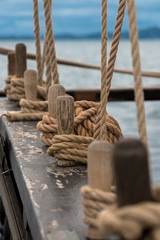 View of a group of pegs for fastening sails