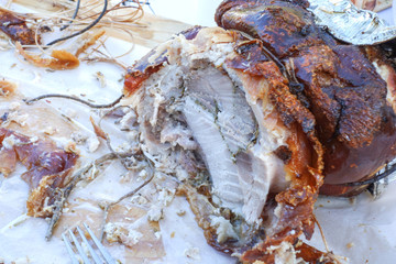 Obraz na płótnie Canvas Porchetta, savoury, fatty, and moist boneless pork roast of Italian culinary tradition