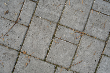 Gray old tile on the road. Texture. Background.