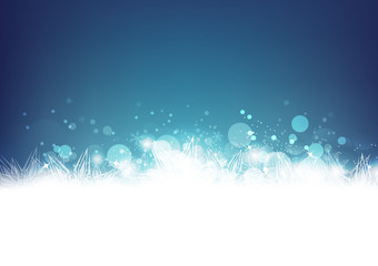 Bokeh abstract, stars sparkle and snow with light ray, blue background, winter season, celebration holiday vector illustration