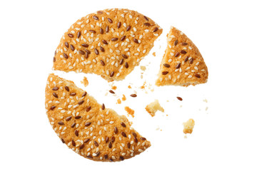 Crushed oatmeal cookie, isolated on white background