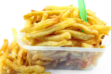tray of french fries on a white background