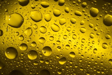 Biodiesel, bubbles biofuel, vegetable oil, yellow and orange emulsion bubbles background