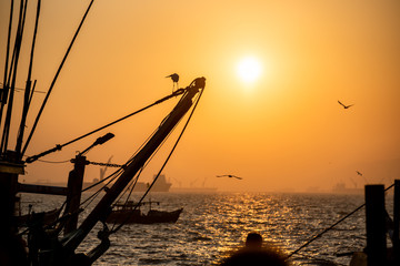 fishing boat in the sunset