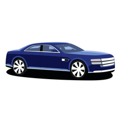 Sedan blue realistic vector illustration isolated