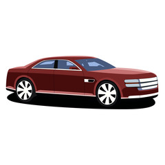 Fototapeta na wymiar Sedan red realistic vector illustration isolated