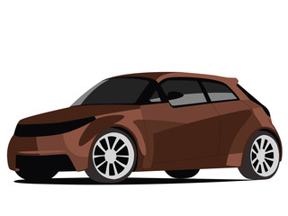 Hatchback brown realistic vector illustration isolated