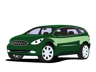 SUV green realistic vector illustration isolated