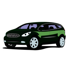 SUV green realistic vector illustration isolated