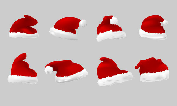 Set of red santa hats