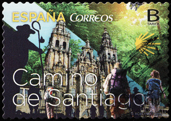 Celebration of the Way of Saint James on spanish stamp