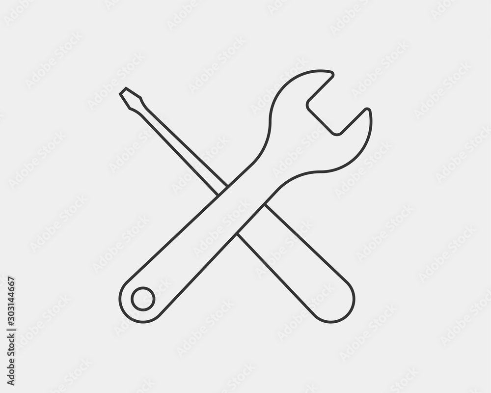 Poster tools vector wrench icon. spanner logo design element. key tool isolated on white background.