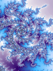 Blue and violet fractal spiral, digital artwork for creative graphic design