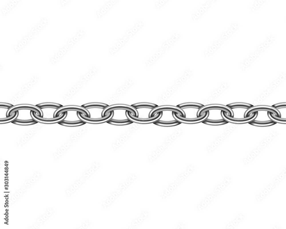 Aufkleber realistic metal chain seamless texture. silver color chains link isolated on white background. stron