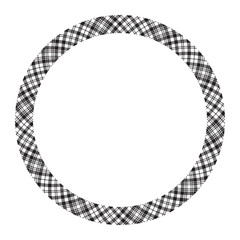 Circle borders and frames vector. Round border pattern geometric vintage frame design. Scottish tartan plaid fabric texture. Template for gift card, collage, scrapbook or photo album and portrait..