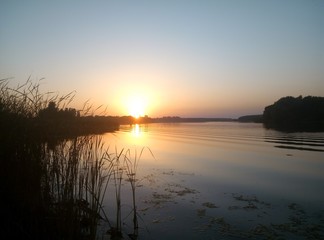 sunset on lake