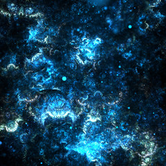 Dark snowy winter fractal sky, digital artwork for creative graphic design