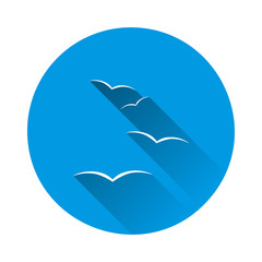 Flock of birds. Bird vector on blue background. Flat image with long shadow.